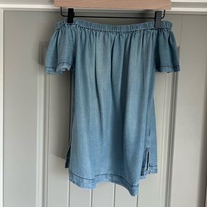 Chambray off the shoulder blouse
